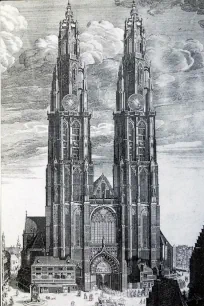 Artist's impression of the completed Cathedral of Our Lady, Antwerp