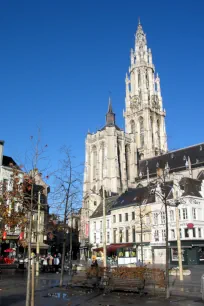 The cathedral seen from Groenplaats, antwerp