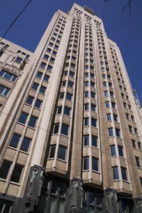 Front facade of the Boerentoren in Antwerp