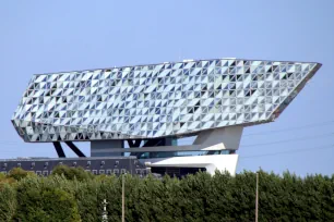 Side view of the Port House in Antwerp