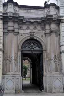 The Neoclassical entrance to the St. Paul's Church in Antwerp