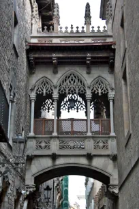 Covered bridge in the Carrer del Bisbe, Barri Gotic, Barcelona