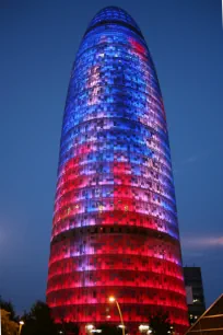 Torre Glòries at night, Barcelona