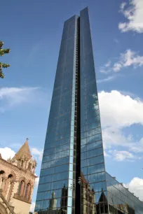 Side view of the John Hancock Tower in Boston