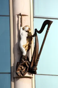 One of the muses on the facade of the National Theatre in Budapest