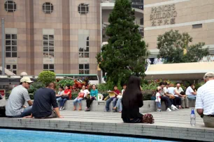 Crowd gathering at Statue Square, Hong Kong