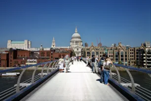 Millennium Bridge, London seen towards the City of London