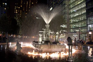 La Joute at night, Place Jean-Paul Riopelle, Montreal