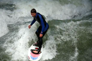 Surfing on the Isar in Munich