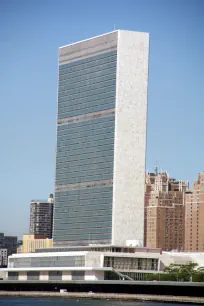 Secretariat Building seen from Roosevelt Island, New York