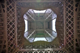 View upwards from the esplanade below the Eiffel tower