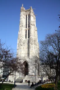 Tour St Jacques seen from the Square du Tour St Jacques in Paris