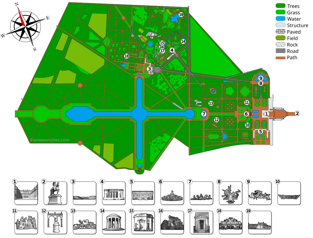 Map of Versailles in Paris