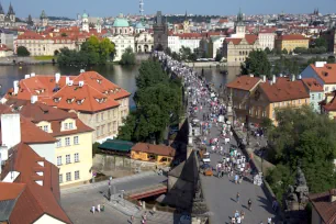 Charles Bridge seen from Lesser Town Bridge Tower