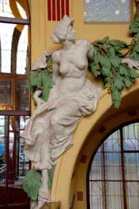 Art nouveau detail on the railway station in Prague