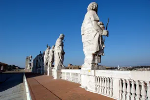 Statues on the front facade of the St. Peter's Basilica in Rome