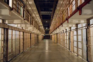 hallway inside the prison on Alcatraz Island, San Francisco