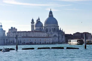 Basilica di Santa Maria della Salute seen from the lagoon in Venice